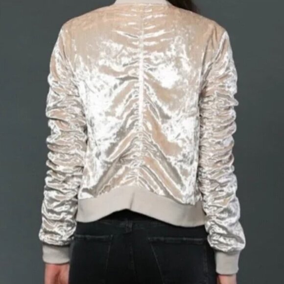 Crushed Velvet Ruched Bomber Jacket Medium Boho Retro Fairy Punk Disco Fate LFD - Picture 3 of 16